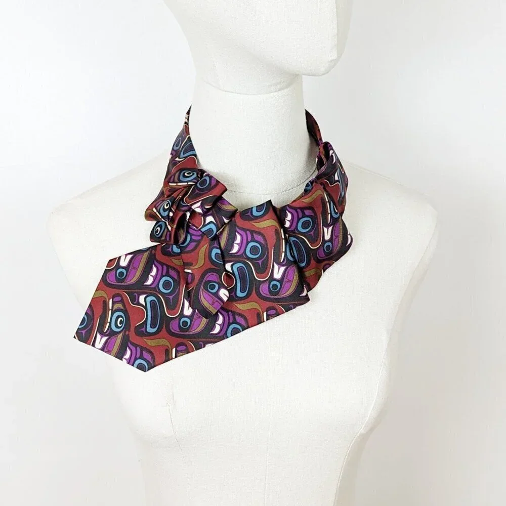 Tribal Art Print Ascot - Women's Tie - Unique Scarf - Necktie Scarf